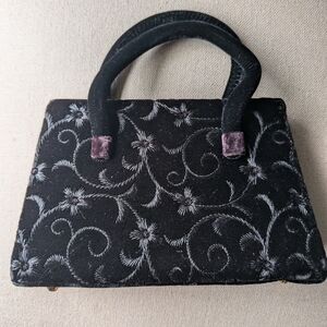 BLOOMINGDALE'S Mini Black Velvet Double Handle Evening Bag